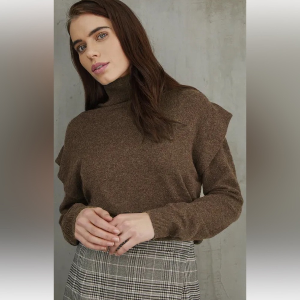 Autumn Cashmere Flange Shoulder Turtleneck Size M